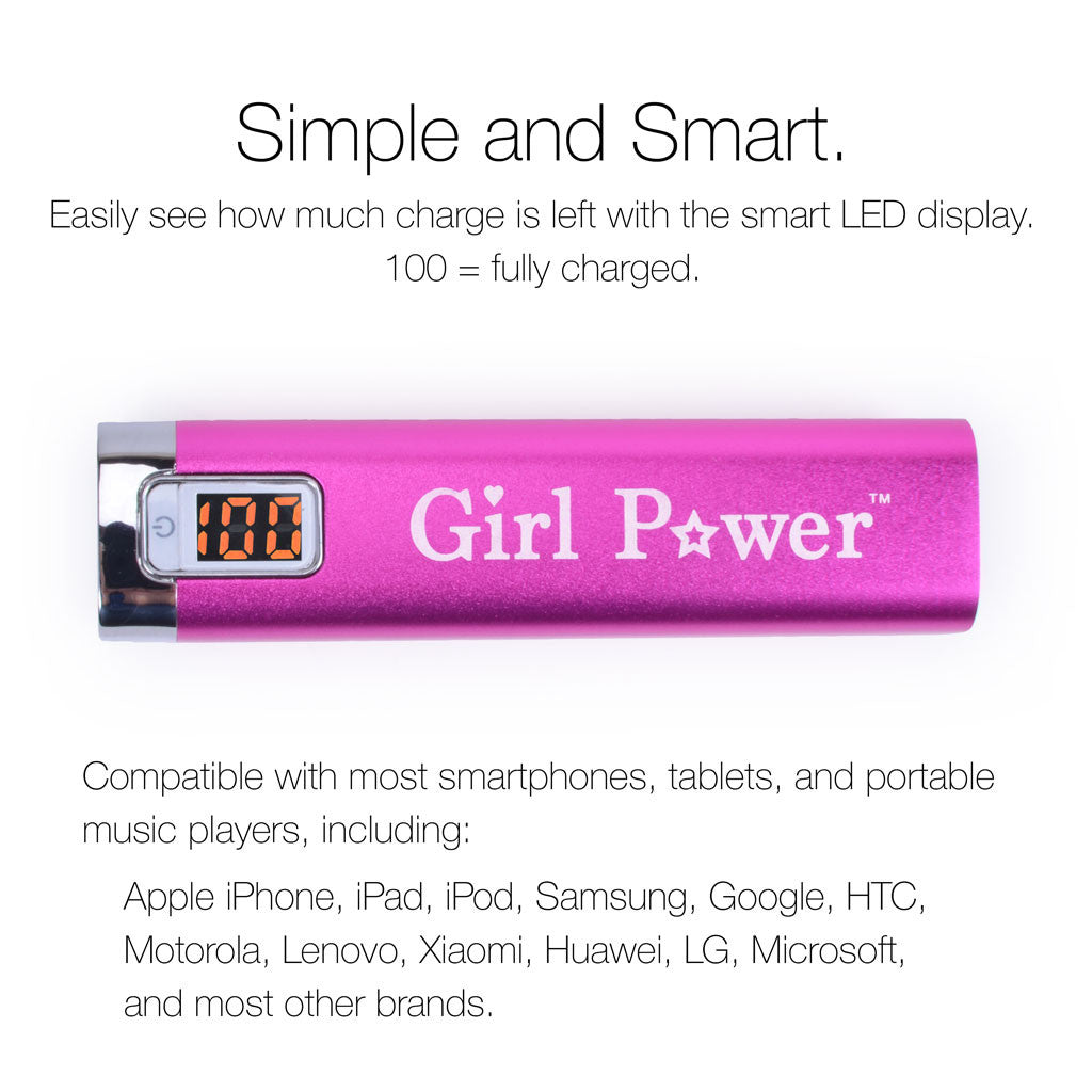 Girl Power Portable Battery Accessory LED Display and Compatibility
